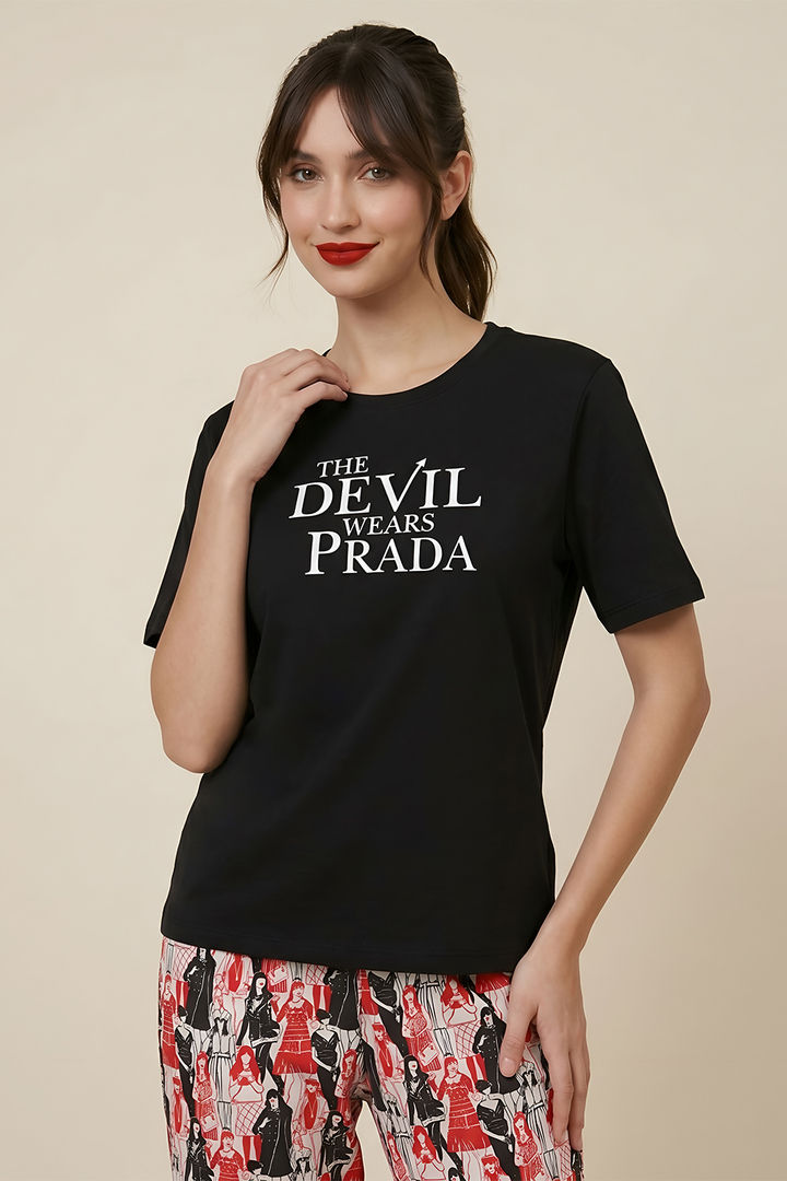 Zivame Devil Wears Prada Knit Cotton Loungewear Set - Tap Shoe — image 5
